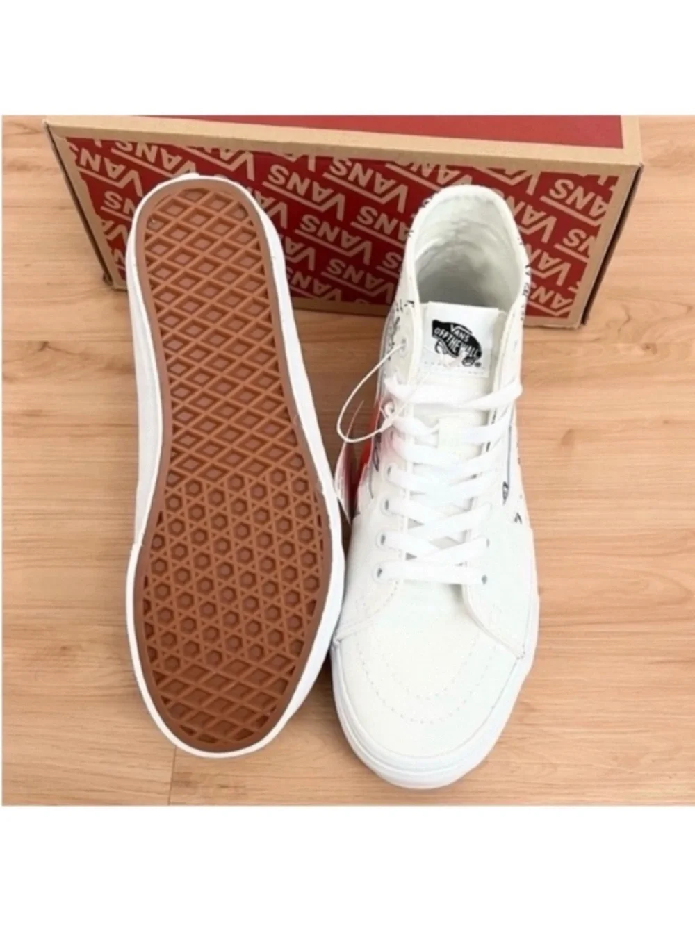 Vans Sk8-Hi Tapered Unidentified U-Paint White Skate Shoes Women 8.5 US